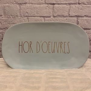 NIB Rae Dunn Ceramic HOR D’OEUVRES Platter in Light Blue w/Gold